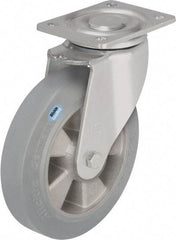 Blickle - 5" Diam x 2" Wide x 6-11/16" OAH Top Plate Mount Swivel Caster - Solid Rubber, 594 Lb Capacity, Ball Bearing, 5-1/2 x 4-3/8" Plate - Industrial Tool & Supply