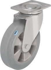Blickle - 10" Diam x 2" Wide x 11-39/64" OAH Top Plate Mount Swivel Caster - Solid Rubber, 1,430 Lb Capacity, Ball Bearing, 5-1/2 x 4-3/8" Plate - Industrial Tool & Supply