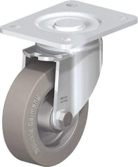 Blickle - 5" Diam x 1-9/16" Wide x 6-1/2" OAH Top Plate Mount Swivel Caster - Solid Rubber, 550 Lb Capacity, Ball Bearing, 5-1/2 x 4-3/8" Plate - Industrial Tool & Supply