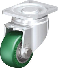Blickle - 3" Diam x 1-9/16" Wide x 4-23/32" OAH Top Plate Mount Swivel Caster - Polyurethane-Elastomer Blickle Softhane, 506 Lb Capacity, Ball Bearing, 3-15/16 x 3-3/8" Plate - Industrial Tool & Supply