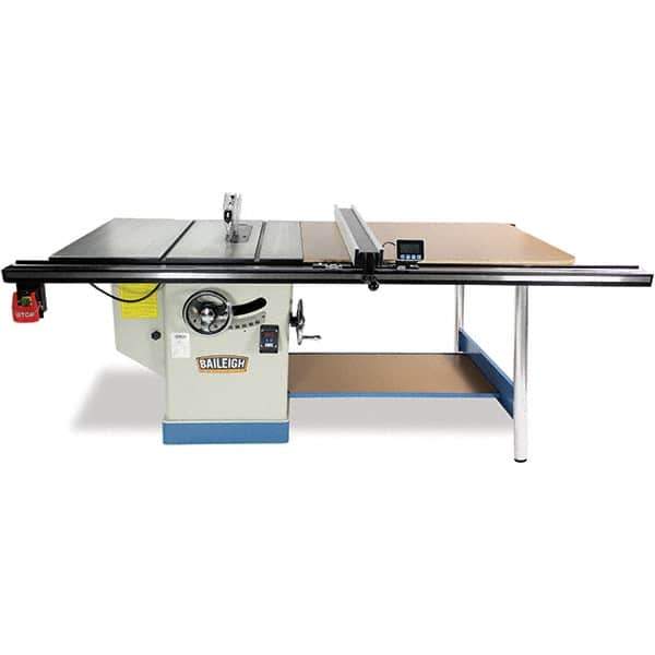 Baileigh - 12" Blade Diam, 1" Arbor Diam, 1 Phase Table Saw - 5 hp, 37" High, 220 Volt, 4" Cutting Depth - Industrial Tool & Supply