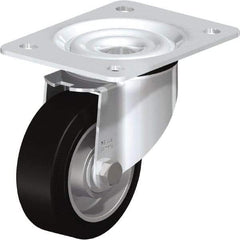 Blickle - 4" Diam x 1-37/64" Wide x 5-7/64" OAH Top Plate Mount Swivel Caster - Solid Rubber, 440 Lb Capacity, Ball Bearing, 5-1/2 x 4-3/8" Plate - Industrial Tool & Supply