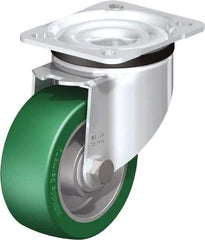Blickle - 4" Diam x 1-37/64" Wide x 5-7/64" OAH Top Plate Mount Swivel Caster - Polyurethane-Elastomer Blickle Softhane, 660 Lb Capacity, Ball Bearing, 3-15/16 x 3-3/8" Plate - Industrial Tool & Supply
