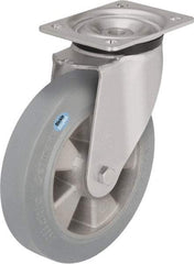 Blickle - 8" Diam x 1-31/32" Wide x 9-41/64" OAH Top Plate Mount Swivel Caster - Solid Rubber, 1,100 Lb Capacity, Ball Bearing, 5-1/2 x 4-3/8" Plate - Industrial Tool & Supply