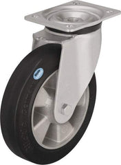 Blickle - 6-1/2" Diam x 1-31/32" Wide x 7-61/64" OAH Top Plate Mount Swivel Caster - Solid Rubber, 880 Lb Capacity, Ball Bearing, 5-1/2 x 4-3/8" Plate - Industrial Tool & Supply
