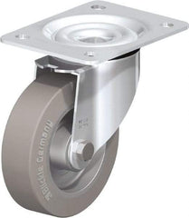 Blickle - 5" Diam x 1-37/64" Wide x 6-7/64" OAH Top Plate Mount Swivel Caster - Solid Rubber, 550 Lb Capacity, Ball Bearing, 5-1/2 x 4-3/8" Plate - Industrial Tool & Supply