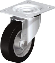 Blickle - 5" Diam x 1-37/64" Wide x 6-7/64" OAH Top Plate Mount Swivel Caster - Solid Rubber, 550 Lb Capacity, Ball Bearing, 5-1/2 x 4-3/8" Plate - Industrial Tool & Supply