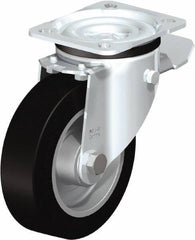 Blickle - 5" Diam x 1-37/64" Wide x 6-7/64" OAH Top Plate Mount Swivel Caster with Brake - Solid Rubber, 550 Lb Capacity, Ball Bearing, 3-15/16 x 3-3/8" Plate - Industrial Tool & Supply