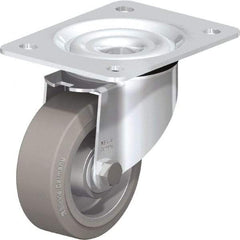Blickle - 4" Diam x 1-37/64" Wide x 5-7/64" OAH Top Plate Mount Swivel Caster - Solid Rubber, 440 Lb Capacity, Ball Bearing, 5-1/2 x 4-3/8" Plate - Industrial Tool & Supply