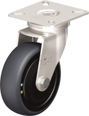 Blickle - 3" Diam x 63/64" Wide x 3-15/16" OAH Top Plate Mount Swivel Caster - Thermoplastic Rubber Elastomer (TPE), 110 Lb Capacity, Ball Bearing, 2-3/8 x 2-3/8" Plate - Industrial Tool & Supply