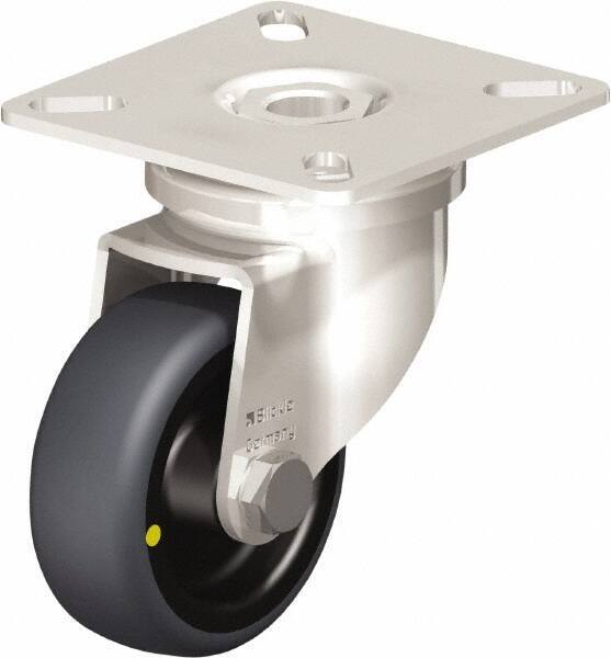 Blickle - 2" Diam x 3/4" Wide x 2-51/64" OAH Top Plate Mount Swivel Caster - Thermoplastic Rubber Elastomer (TPE), 66 Lb Capacity, Plain Bore Bearing, 2-3/8 x 2-3/8" Plate - Industrial Tool & Supply