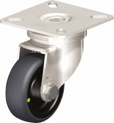 Blickle - 2" Diam x 3/4" Wide x 2-51/64" OAH Top Plate Mount Swivel Caster - Thermoplastic Rubber Elastomer (TPE), 66 Lb Capacity, Plain Bore Bearing, 2-3/8 x 2-3/8" Plate - Industrial Tool & Supply