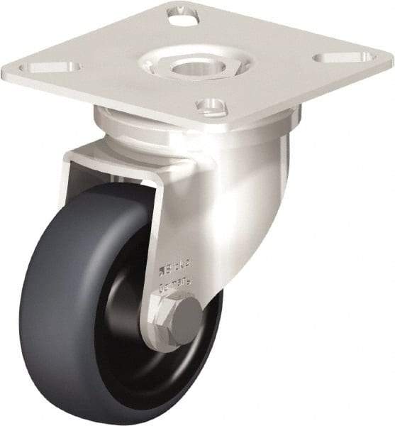 Blickle - 2" Diam x 3/4" Wide x 2-51/64" OAH Top Plate Mount Swivel Caster - Thermoplastic Rubber Elastomer (TPE), 110 Lb Capacity, Plain Bore Bearing, 2-3/8 x 2-3/8" Plate - Industrial Tool & Supply