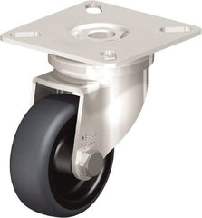Blickle - 2" Diam x 3/4" Wide x 2-51/64" OAH Top Plate Mount Swivel Caster - Thermoplastic Rubber Elastomer (TPE), 110 Lb Capacity, Plain Bore Bearing, 2-3/8 x 2-3/8" Plate - Industrial Tool & Supply