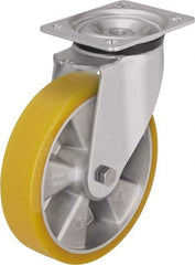 Blickle - 5" Diam x 2-1/8" Wide x 6-11/16" OAH Top Plate Mount Swivel Caster - Polyurethane-Elastomer Blickle Extrathane, 990 Lb Capacity, Ball Bearing, 5-1/2 x 4-3/8" Plate - Industrial Tool & Supply