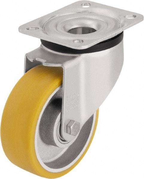 Blickle - 3" Diam x 1-11/64" Wide x 4-21/64" OAH Top Plate Mount Swivel Caster - Polyurethane-Elastomer Blickle Extrathane, 396 Lb Capacity, Ball Bearing, 3-15/16 x 3-3/8" Plate - Industrial Tool & Supply