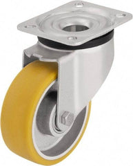 Blickle - 3" Diam x 1-11/64" Wide x 4-21/64" OAH Top Plate Mount Swivel Caster - Polyurethane-Elastomer Blickle Extrathane, 396 Lb Capacity, Ball Bearing, 3-15/16 x 3-3/8" Plate - Industrial Tool & Supply