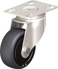 Blickle - 3" Diam x 1-1/4" Wide x 4-3/8" OAH Top Plate Mount Swivel Caster - Thermoplastic Rubber Elastomer (TPE), 143 Lb Capacity, Ball Bearing, 3-9/16 x 2-5/8" Plate - Industrial Tool & Supply