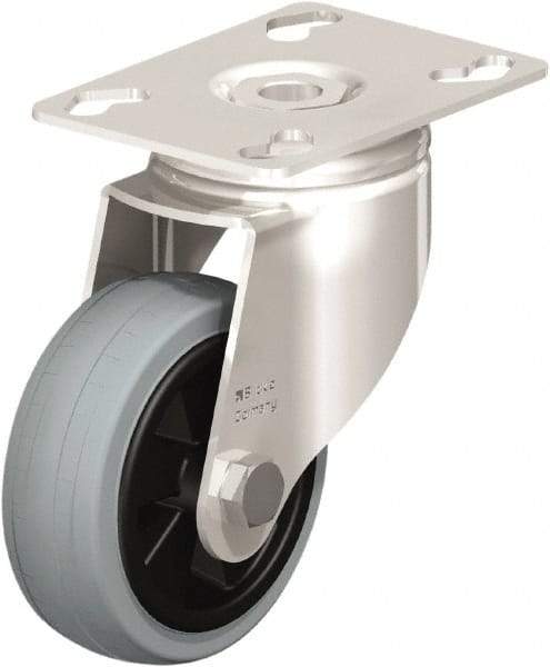 Blickle - 3" Diam x 63/64" Wide x 4-3/8" OAH Top Plate Mount Swivel Caster - Solid Rubber, 176 Lb Capacity, Plain Bore Bearing, 3-9/16 x 2-5/8" Plate - Industrial Tool & Supply