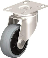 Blickle - 3" Diam x 63/64" Wide x 4-3/8" OAH Top Plate Mount Swivel Caster - Solid Rubber, 176 Lb Capacity, Plain Bore Bearing, 3-9/16 x 2-5/8" Plate - Industrial Tool & Supply