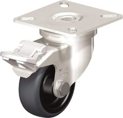 Blickle - 2" Diam x 3/4" Wide x 2-51/64" OAH Top Plate Mount Swivel Caster with Brake - Thermoplastic Rubber Elastomer (TPE), 110 Lb Capacity, Plain Bore Bearing, 2-3/8 x 2-3/8" Plate - Industrial Tool & Supply