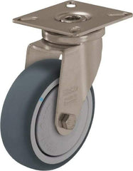 Blickle - 2" Diam x 3/4" Wide x 2-51/64" OAH Top Plate Mount Swivel Caster - Thermoplastic Rubber Elastomer (TPE), 110 Lb Capacity, Ball Bearing, 2-3/8 x 2-3/8" Plate - Industrial Tool & Supply