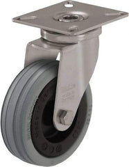 Blickle - 2" Diam x 45/64" Wide x 2-51/64" OAH Top Plate Mount Swivel Caster - Solid Rubber, 88 Lb Capacity, Plain Bore Bearing, 2-3/8 x 2-3/8" Plate - Industrial Tool & Supply