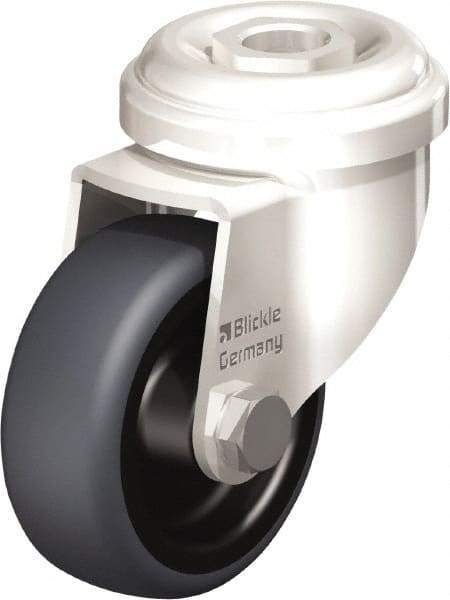 Blickle - 2" Diam x 3/4" Wide x 2-23/32" OAH Hollow Kingpin Mount Swivel Caster - Thermoplastic Rubber Elastomer (TPE), 110 Lb Capacity, Plain Bore Bearing, Hollow Kingpin Stem - Industrial Tool & Supply