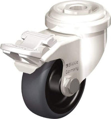 Blickle - 2" Diam x 3/4" Wide x 2-23/32" OAH Hollow Kingpin Mount Swivel Caster with Brake - Thermoplastic Rubber Elastomer (TPE), 110 Lb Capacity, Plain Bore Bearing, Hollow Kingpin Stem - Industrial Tool & Supply