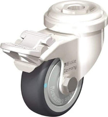 Blickle - 2" Diam x 3/4" Wide x 2-23/32" OAH Hollow Kingpin Mount Swivel Caster with Brake - Thermoplastic Rubber Elastomer (TPE), 110 Lb Capacity, Ball Bearing, Hollow Kingpin Stem - Industrial Tool & Supply