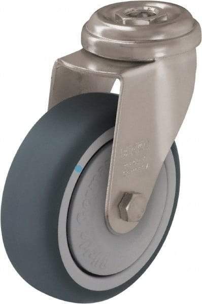 Blickle - 2" Diam x 3/4" Wide x 2-23/32" OAH Hollow Kingpin Mount Swivel Caster - Thermoplastic Rubber Elastomer (TPE), 110 Lb Capacity, Ball Bearing, Hollow Kingpin Stem - Industrial Tool & Supply