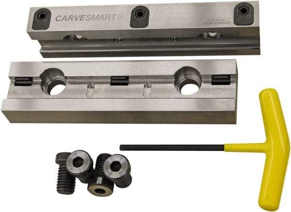 CarveSmart - 1" Jaw Width, 1.99" Jaw Height, 1" Jaw Thickness, Quick Change Jaw System Vise Jaw Sets - Steel, Bolt-On, 2 Jaws, Semi-Hard Jaws - Industrial Tool & Supply