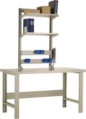 Rousseau Metal - No Drawers, 2 Shelf Workstation - 1,100 Lb Capacity, Steel Top, Everest Blue, 60" Wide x 80" High x 30" Long - Industrial Tool & Supply