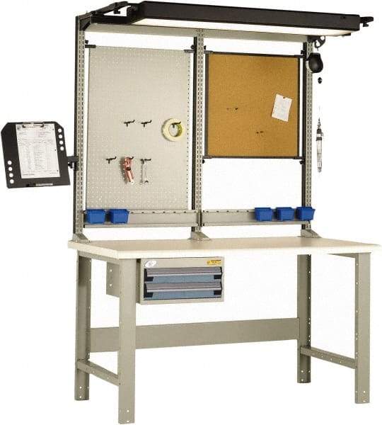 Rousseau Metal - 2 Drawer, Workstation - 1,100 Lb Capacity, Plastic Top, Everest Blue, 60" Wide x 80" High x 30" Long - Industrial Tool & Supply