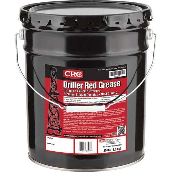 CRC - 35 Lb Pail Lithium Extreme Pressure Grease - Red, Extreme Pressure & High Temperature, 400°F Max Temp, NLGIG 2, - Industrial Tool & Supply