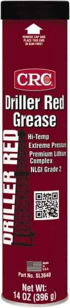 CRC - 14 oz Cartridge Lithium Extreme Pressure Grease - Red, Extreme Pressure & High Temperature, 400°F Max Temp, NLGIG 2, - Industrial Tool & Supply