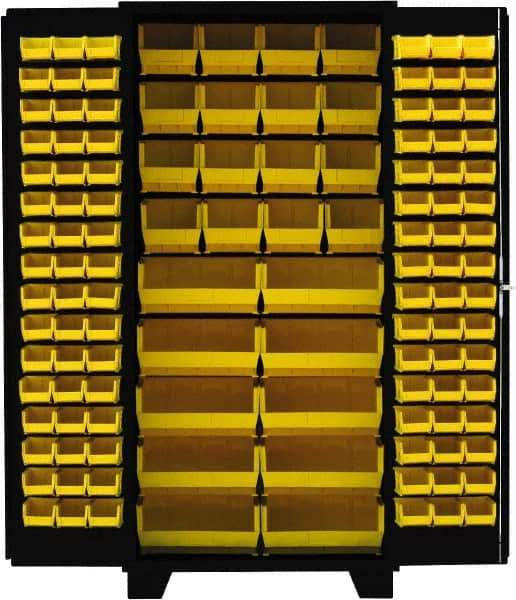 Jamco - 122 Bin Storage Cabinet - Steel, 36" Wide x 24" Deep x 78" High, Black - Industrial Tool & Supply
