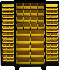 Jamco - 122 Bin Storage Cabinet - Steel, 36" Wide x 24" Deep x 78" High, Black - Industrial Tool & Supply