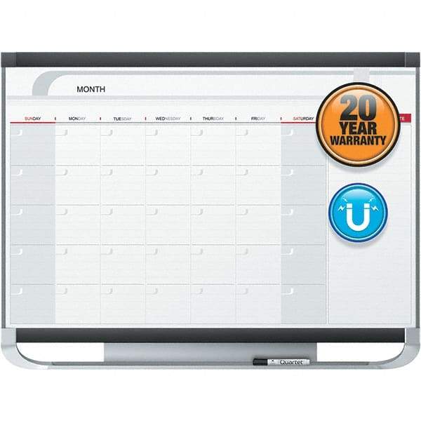 Quartet - 24" High x 36" Wide Magnetic Dry Erase Calendar - Fiberboard/Plastic Frame, Includes Dry-Erase Marker & Mounting Kit - Industrial Tool & Supply