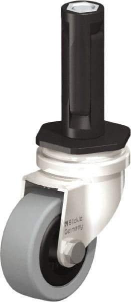 Blickle - 2" Diam x 45/64" Wide x 2-13/16" OAH Stem Mount Swivel Caster - Solid Rubber, 88 Lb Capacity, Plain Bore Bearing, Round Stem - Industrial Tool & Supply