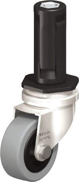 Blickle - 2" Diam x 45/64" Wide x 2-13/16" OAH Stem Mount Swivel Caster - Solid Rubber, 88 Lb Capacity, Plain Bore Bearing, Round Stem - Industrial Tool & Supply