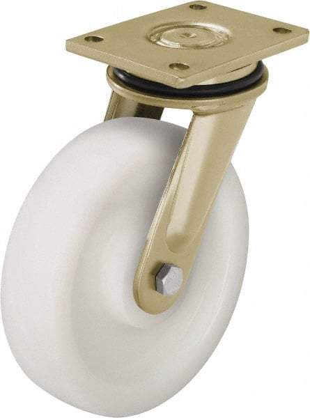 Blickle - 8" Diam x 1-31/32" Wide x 9-41/64" OAH Top Plate Mount Swivel Caster - Impact-Resistant Nylon, 3,300 Lb Capacity, Plain Bore Bearing, 5-1/2 x 4-3/8" Plate - Industrial Tool & Supply