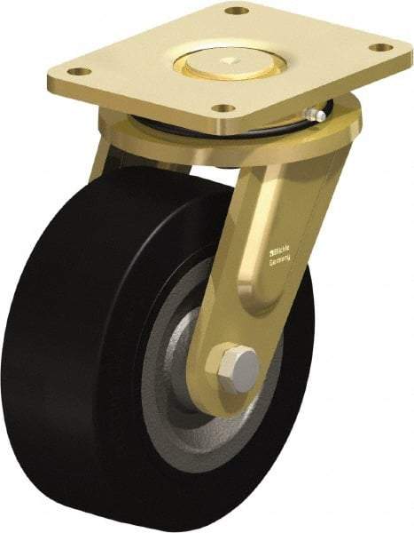 Blickle - 8" Diam x 3-9/64" Wide x 10-1/32" OAH Top Plate Mount Swivel Caster - Solid Rubber, 1,870 Lb Capacity, Ball Bearing, 6-7/8 x 5-1/2" Plate - Industrial Tool & Supply