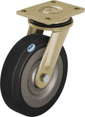 Blickle - 10" Diam x 2-23/64" Wide x 12" OAH Top Plate Mount Swivel Caster - Solid Rubber, 1,870 Lb Capacity, Ball Bearing, 6-7/8 x 5-1/2" Plate - Industrial Tool & Supply