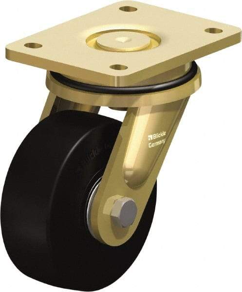 Blickle - 5" Diam x 1-31/32" Wide x 6-11/16" OAH Top Plate Mount Swivel Caster - Solid Rubber, 704 Lb Capacity, Ball Bearing, 5-1/2 x 4-3/8" Plate - Industrial Tool & Supply