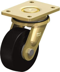 Blickle - 5" Diam x 1-31/32" Wide x 6-11/16" OAH Top Plate Mount Swivel Caster - Solid Rubber, 704 Lb Capacity, Ball Bearing, 5-1/2 x 4-3/8" Plate - Industrial Tool & Supply