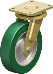 Blickle - 10" Diam x 2-23/64" Wide x 12" OAH Top Plate Mount Swivel Caster - Polyurethane-Elastomer Blickle Softhane, 2,640 Lb Capacity, Ball Bearing, 6-7/8 x 5-1/2" Plate - Industrial Tool & Supply