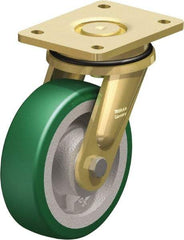 Blickle - 6-1/2" Diam x 1-31/32" Wide x 8-5/64" OAH Top Plate Mount Swivel Caster - Polyurethane-Elastomer Blickle Softhane, 1,320 Lb Capacity, Ball Bearing, 5-1/2 x 4-3/8" Plate - Industrial Tool & Supply