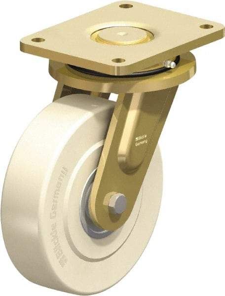 Blickle - 8" Diam x 2-5/32" Wide x 10-1/32" OAH Top Plate Mount Swivel Caster - Impact-Resistant Cast Nylon, 6,600 Lb Capacity, Ball Bearing, 6-7/8 x 5-1/2" Plate - Industrial Tool & Supply