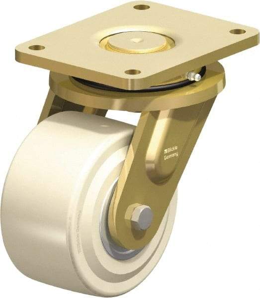 Blickle - 6" Diam x 3-9/64" Wide x 8-5/64" OAH Top Plate Mount Swivel Caster - Impact-Resistant Cast Nylon, 6,600 Lb Capacity, Ball Bearing, 6-7/8 x 5-1/2" Plate - Industrial Tool & Supply